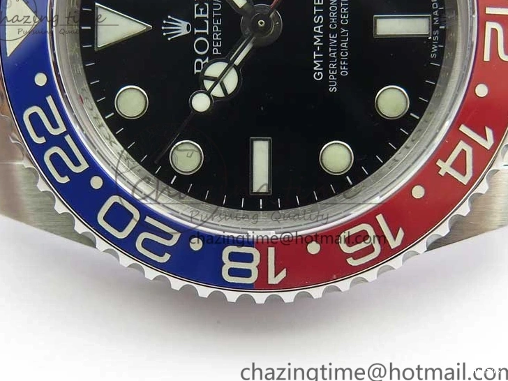 MiroTime 0417 Breathable GMT Master II 116719 BLRO Real Ceramic 904L SS GMF 1:1 Best Edition Black Dial on Bracelet A3186 (Correct Hand Stack) 3243